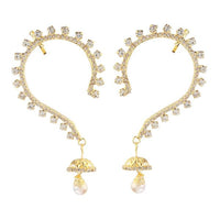 Tip Top Fashions White Austrian Stone Gold Plated Ear Cuff - 1303820