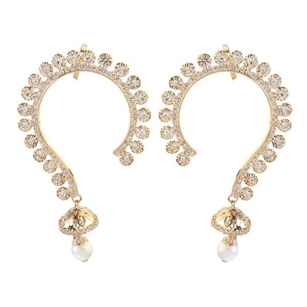 Tip Top Fashions White Austrian Stone Gold Plated Ear Cuff - 1303821