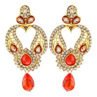 The99Jewel Gold Plated Red Austrian Stone Dangler Earrings - 1304527