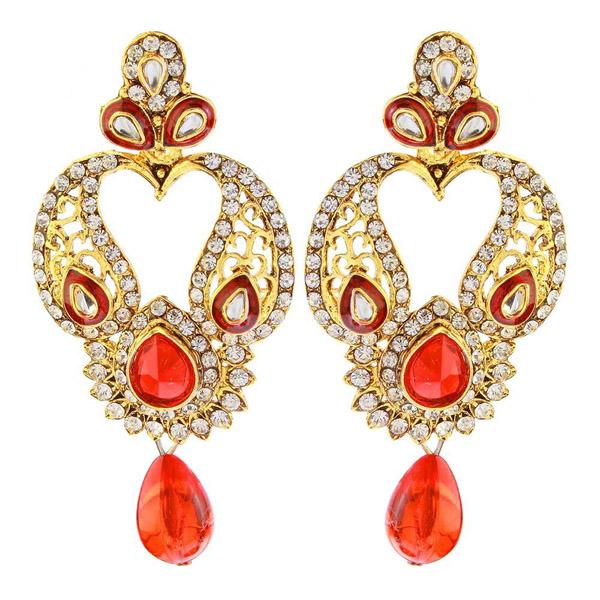 The99Jewel Gold Plated Red Austrian Stone Dangler Earrings - 1304527
