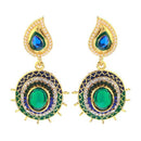 Kriaa Green Meenakari Austrian Stone Dangler Earrings - 1304608