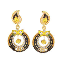 Kriaa Black Meenakari Austrian Stone Dangler Earrings - 1304621