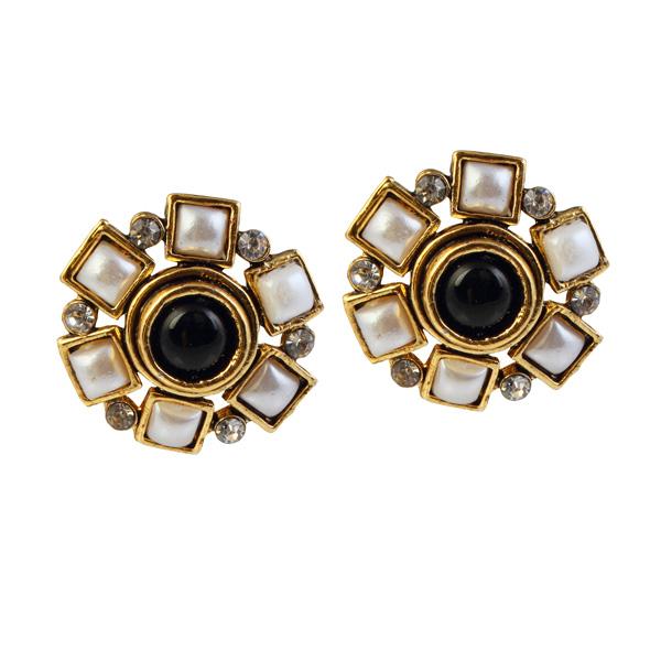 Kriaa Gold Plated Stone Stud Earrings - 1304920