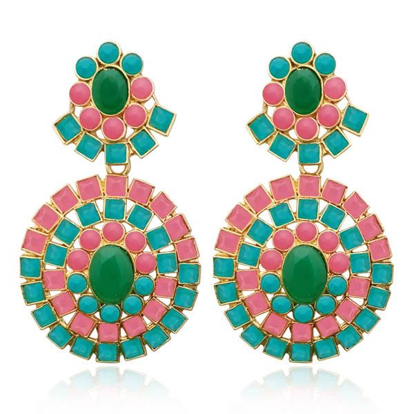 Kriaa Gold Plated Pota Stone Dangler Earrings - 1304958B