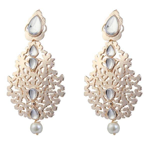 Kriaa Kundan Gold Plated   Dangler Earrings - 1305008