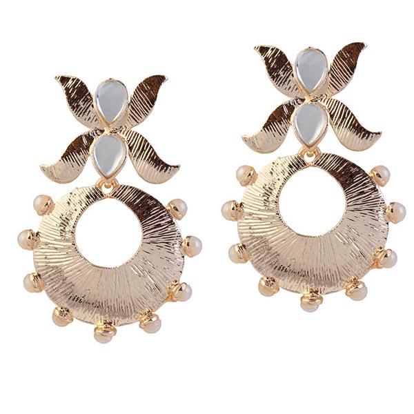 Kriaa Pearl Kundan Gold Plated  Dangler Earrings - 1305012