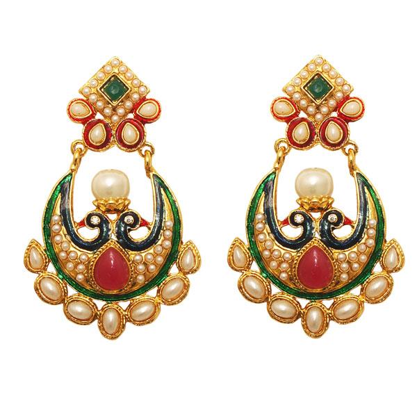 Kriaa Multicolor Gold Plated Dangler Peacock Earrings