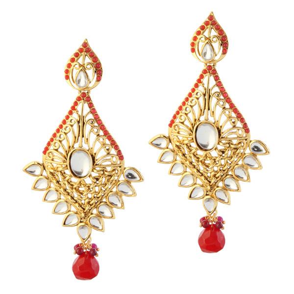 Kriaa Gold Plated Kundan Dangler Earrings - 1305035