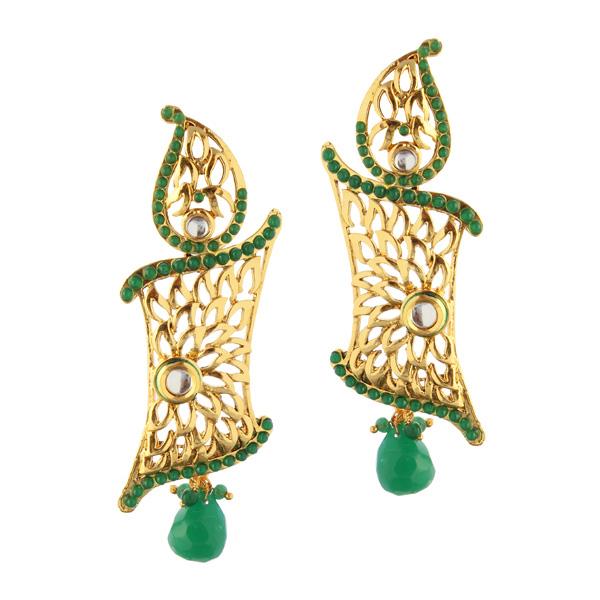 Kriaa Gold Plated Kundan Dangler Earrings - 1305038
