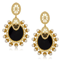Kriaa Pearl Resin Gold Plated Dangler Earrings - 1305040
