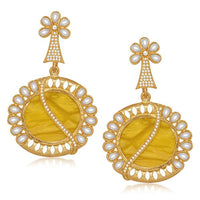 Kriaa Gold Plated Pearl Resin Dangler Earrings