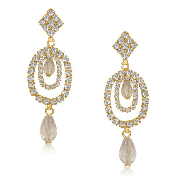 Tip Top Fashions Austrian Stone Gold Plated Drop Dangler Earrings - 1305301
