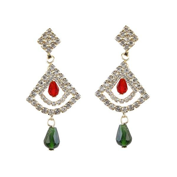 Tip Top Fashions Red Drop Austrian Stone Dangler Earrings - 1305302