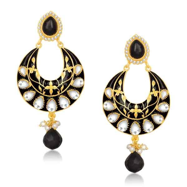 Kriaa Meenakari Gold Plated Kundan Chandbali Earrings - 1305401