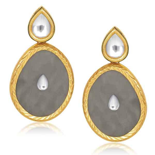 Kriaa Gold Plated Kundan Resin Dangler Earrings - 1305423
