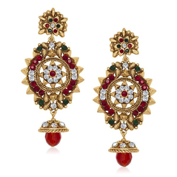 Soha Fashion Stone Antique Gold Plated Dangler Earrings