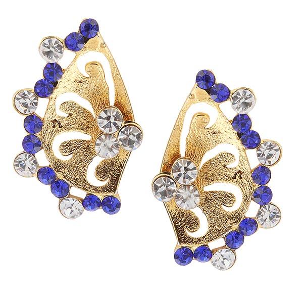 Kriaa Blue Austrian Stone Gold Plated  Dangler Earrings - 1305601