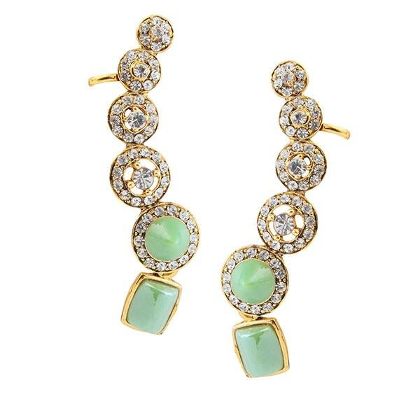 Kriaa Austrian Stone Green Gold Plated  Ear Cuff - 1305622