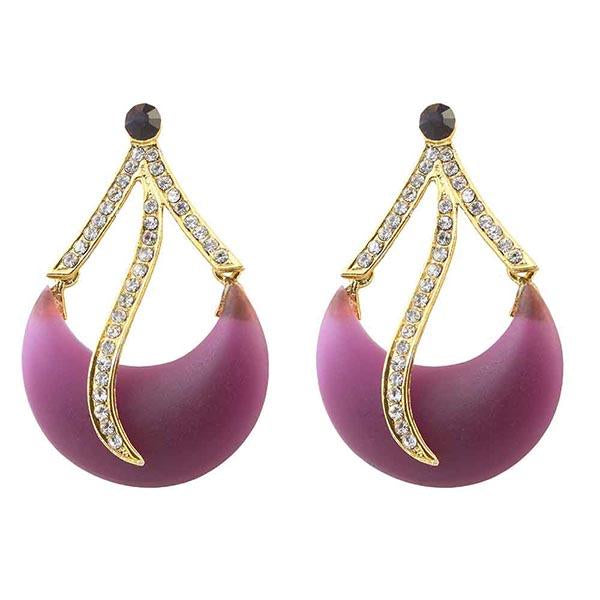 Kriaa Austrian Stone Purple Resin  Dangler Earrings - 1305706