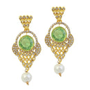 Kriaa Gold Plated Green Stone Pack Of 6 Dangler Earrings - 1305901