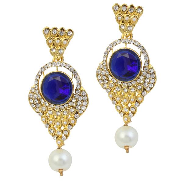 Kriaa Gold Plated Blue Stone Pearl Pack Of 6 Dangler Earrings - 1305903