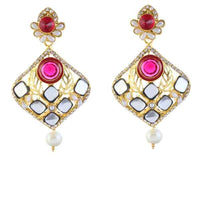 Kriaa Stone Meenakari Gold Plated Dangler Earrings - 1306001