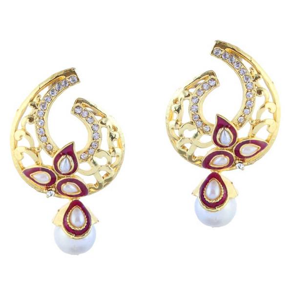 Kriaa Stone Gold Plated Meenakari Dangler Earrings