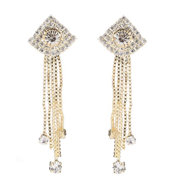 Tip Top Fashions Austrian Stone Gold Plated Dangler Earrings - 1306101