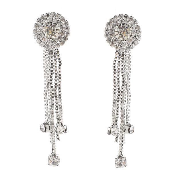 Tip Top Fashions Austrian Stone Rhodium Plated Dangler Earrings - 1306107