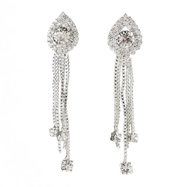 Eugenia Rhodium Plated Austrian Stone Dangle Earrings