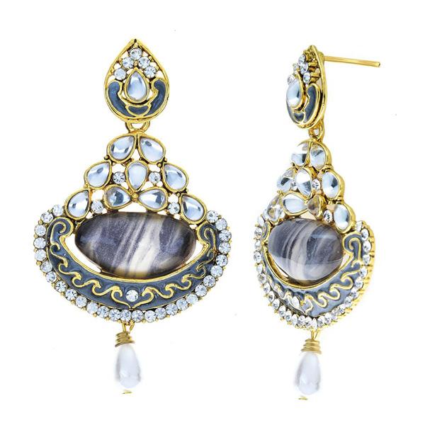 Kriaa Kundan Meenakari Gold Plated Dangler Earrings - 1306231