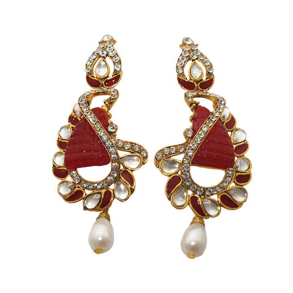 Kriaa Gold Plated Meenakari Stone Dangler Earrings - 1306302