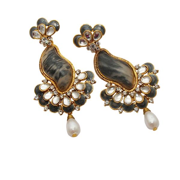 Kriaa Gold Plated Meenakari Stone Dangler Earrings - 1306304