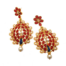 Kriaa Maroon Kundan Gold Plated Peacock Earrings