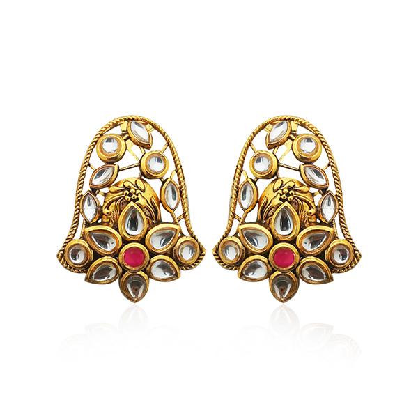 Kriaa Kundan Gold Plated Dangler Earrings - 1306314A