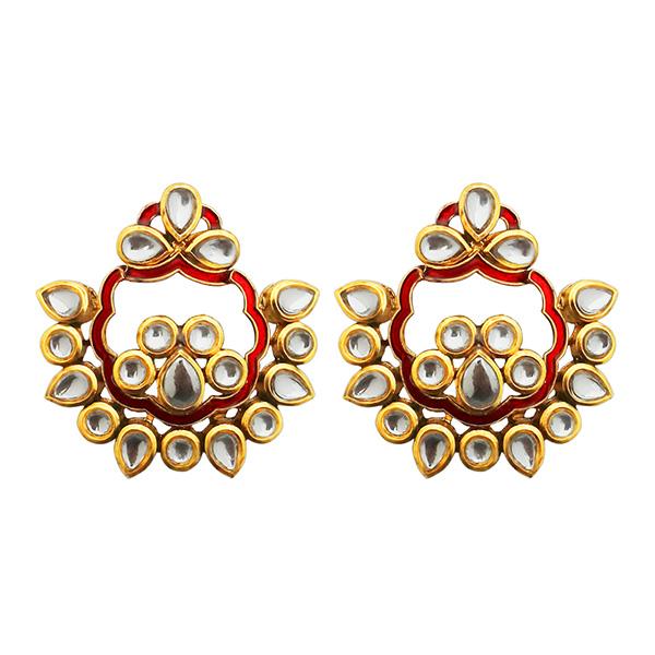 Kriaa Red Meenakari Kundan Dangler Earrings