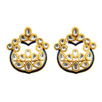 Kriaa Kundan Blue Meenakari Dangler Earrings