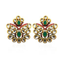 Kriaa Green Stone Kundan Dangler Earrings - 1306317C