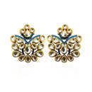 Kriaa Blue Meenakari Kundan Dangler Earrings - 1306317D