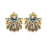 Kriaa Blue Meenakari Kundan Dangler Earrings - 1306317D