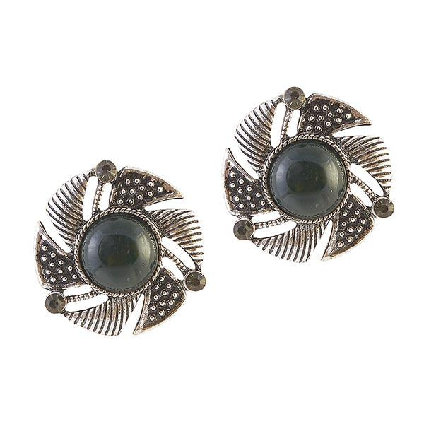 Kriaa Austrian Stone Rhodium Plated Stud Earrings - 1306523