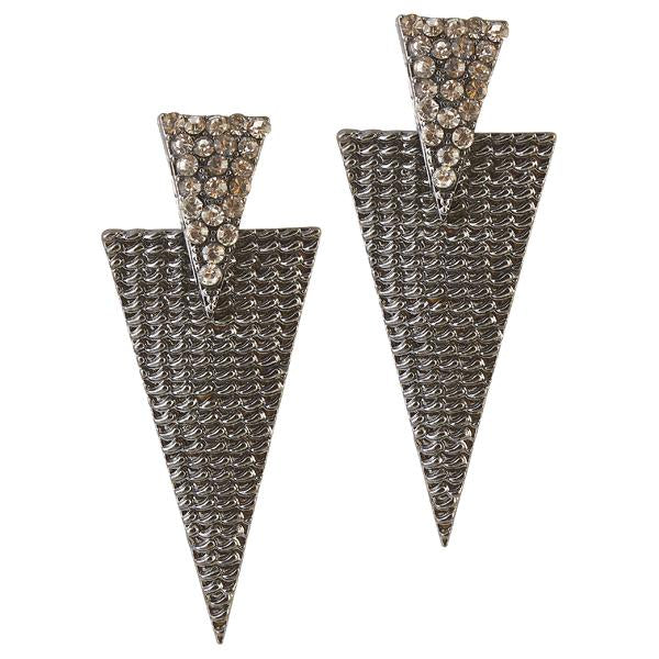 The99Jewel Austrian Stone Heart Black Oxidised Dangler Earrings - 1306645
