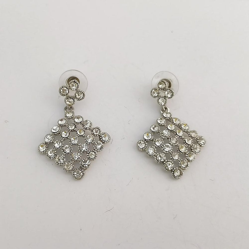 Kriaa Silver Plated Austrian Stone Dangler Earrings  - 1306709A