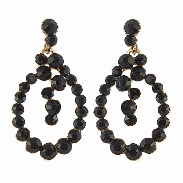 The99Jewel Black Austrian Stone Gold Plated Dangler Earrings - 1306711