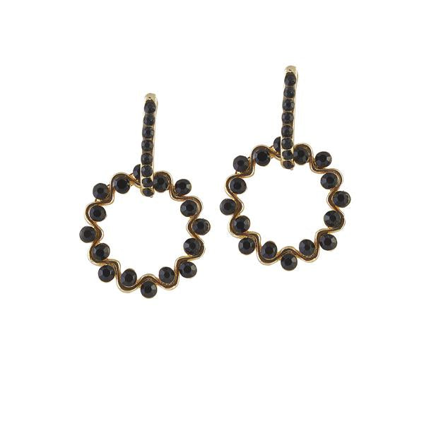 The99Jewel Black Austrian Stone Gold Plated Dangler Earrings - 1306712