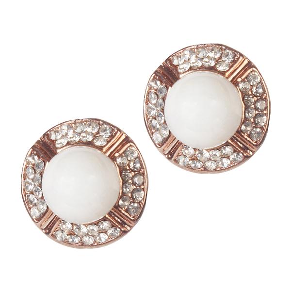 Urbana Glass Pearl  Rose Gold Plated Stud Earrings - 1306802