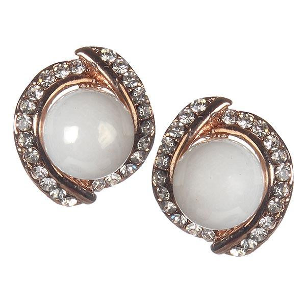 Urbana Glass Pearl Rose Gold Plated  Stud Earrings - 1306803