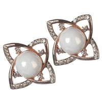 Urbana Glass Pearl Rose Gold Plated  Stud Earrings - 1306804