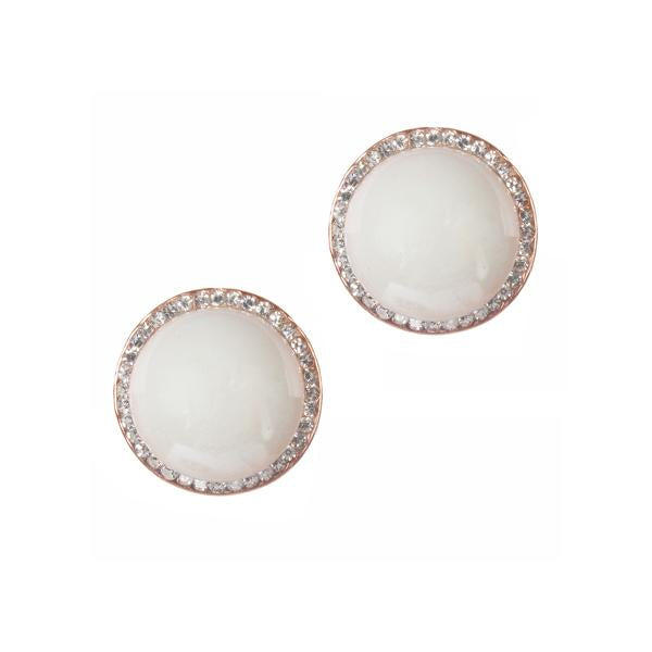 Urbana Glass Pearl  Rose Gold Plated Stud Earrings - 1306805
