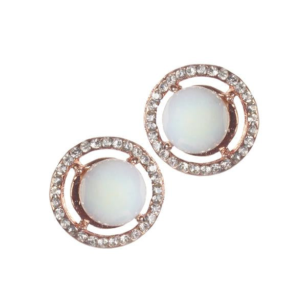 Urbana Glass Pearl  Rose Gold Plated Stud Earrings - 1306806